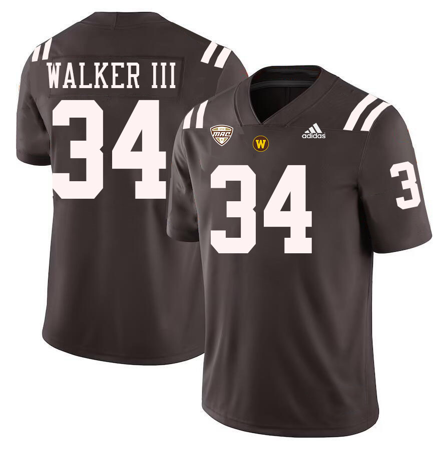 #34 Versie Walker III Western Michigan Broncos College Football Jerseys Stitched-Brown